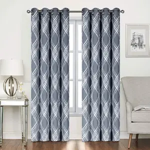 Điều Trị Cửa Sổ Độc Đáo Khách Sạn Phòng Ngủ Polyester Blue Hình Học Jacquard Rèm Và Rèm Cửa