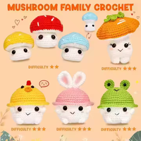 Fantaisie Champignon Crochet Poupée Kit Débutant Amical Animal Crochet avec 7 Styles Tutoriel Vidéo Animal DlY Crochet Tissage Poupée