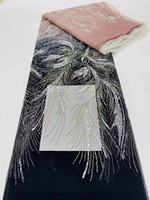 Zèle fait à la main de haute qualité robe de mariée africaine largeur personnalisée dentelle tissu avec paillettes perles luxe broderie mariage