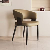 Silla de Comedor de Lujo Minimalista Moderna de Estilo Italiano, Estructura de Acero Inoxidable, Asiento de Cuero, Diseño Portátil para Hogar, Oficina, Casual