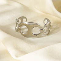 Bracelet manchette réglable en acier inoxydable anti-ternissement, motif nez de cochon, personnalisable, vente en gros, pour femmes