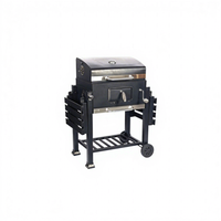 Barbecue moderne mobile en acier inoxydable avec allumage piézoélectrique, tables latérales pliables, chariot, haute pression, sécurité, pour grillades en extérieur