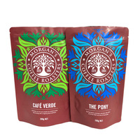 Sachet refermable mat noir anti-humidité avec fenêtre pour thé, café, snacks, chewing-gum, sushi