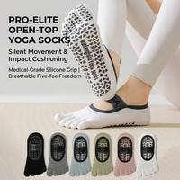 Chaussettes de yoga et de Pilates de luxe pour l'été, antidérapantes, à cinq doigts avec sangle croisée, pour femmes, entraînement professionnel en studio, 85 % coton respirant