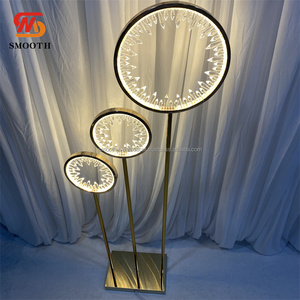 Support de lumière LED rond élégant et raffiné pour allée, centre de table doré pour décoration de mariage - Product Image 2