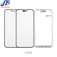 Pour iphone 15 Pro Max 15 Plus Lentille en verre de panneau d'écran extérieur avant avec cadre de lunette OCA