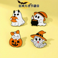 Dessin animé mignon Halloween blanc citrouille fantôme mélodie médaille broche alliage pour enfants pour émail broche Badges périphérique