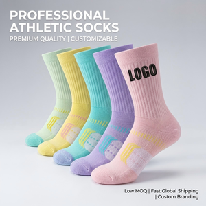 Calcetines Deportivos Transpirables con Logotipo Personalizado, Colores Pastel, Soporte de Arco de Compresión, MOQ Bajo, Calcetines Deportivos hasta la Pantorrilla con Amortiguación - Product Image 1
