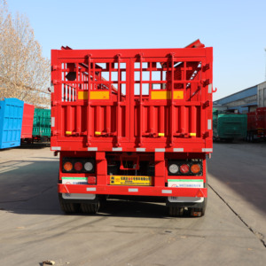 <span class=keywords><strong>60</strong></span> Ton 3-assige stalen veetransport aanhanger met zijwanden en hekwerk voor vee, schapen en kippen, JINFENG - Product Image 3