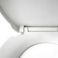 Siège de toilette rond blanc moderne DMR 1007 en PP à ouverture frontale avec fermeture douce et charnières métalliques à dégagement rapide