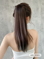 Extension de queue de cheval rose vif pour femmes, pièce de cheveux lisses, 18 pouces, extensions de cheveux synthétiques, queue de cheval droite