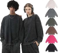 Sweater Rajut Tebal 380 Gram Warna Solid Model Leher Bulat untuk Pria dan Wanita dengan Gaya Retro Matte Longgar.