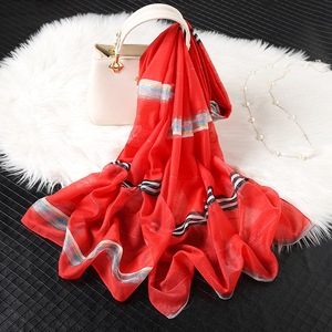 Verano y primavera largo hueco encaje corte <span class=keywords><strong>flores</strong></span> nuevo chal niñas organza bufanda de seda - Product Image 4