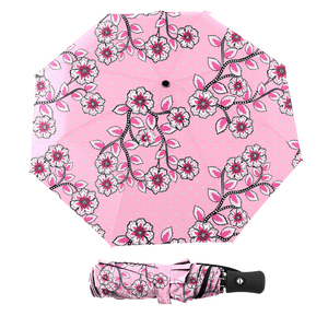 Paraguas de Mujer Sunny Kinte China, Totalmente Automático, Plegable en Tres Partes, Diseño Floral Moderno, 190T Pongee, Rosa Blanco, Regalos Empresariales - Product Image 3