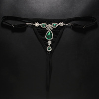 Chaîne de corps en strass, string en forme de cœur, sexy, culotte mature, bijoux, micro-string vert brillant pour femmes