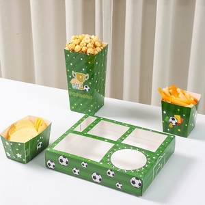 Kit de fournitures pour fête de football vert avec plateaux à collation en papier, boîtes à popcorn et porte-sucreries pour la décoration de la fête de visionnage du match et les cadeaux - Product Image 2