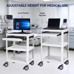 Carrito para Computadora de Acero, Altura Ajustable, Estación de Trabajo Médica con Bandeja Extraíble para Teclado, Ruedas Silenciosas, Carrito Móvil para AV - Product Image 3