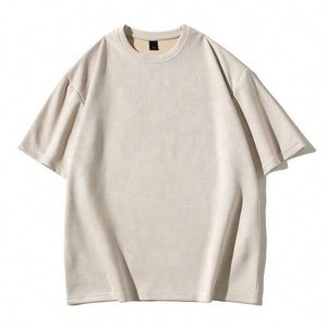 Wholesale 2024 Summer Suede Fabric New Fashion Stylish Style O-neck Popular Solid Color Casual Men's T-shirts - Product Image 4