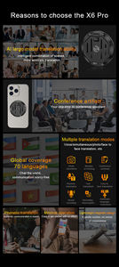 X6 <span class=keywords><strong>Pro</strong></span> <span class=keywords><strong>Mini</strong></span> Traducteur Intelligent IA Support Magnétique pour Téléphone Portable Dispositif de Traduction en un Clic Communication 70 Langues 32 Go TFT - Product Image 4