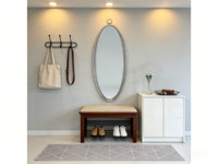 Miroir mural moderne en métal doré champagne, forme ovale, verre trempé, à fixer au mur, pour salon, chambre, décoration intérieure