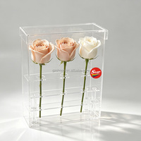 Boîte à fleurs en acrylique personnalisée SHP, boîte transparente, boîte de présentation en plexiglas transparent pour modèle de jouet, 3 trous