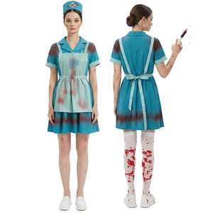 Disfraz de Enfermera Zombi, Vestido Ensangrentado y Delantal, Conjunto de Disfraces con Temática de Terror, para Fiestas de Halloween, Juego de Roles, para Mayores de 14 Años - Product Image 2