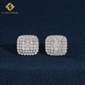 Nuevos en Stock, Aretes de Plata 925 con Moissanita de Corte Mixto, Aretes con Cierre de Rosca, VVS, Regalo para Mujer - Product Image 5