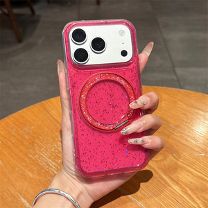 Luxury Glitter Magnetic Holder clear Mobile Phone Case for iPhone 17 16 15 14 Pro Max Stand Bracket Cases Sturdy Tpu Back Cover - Product Image 4