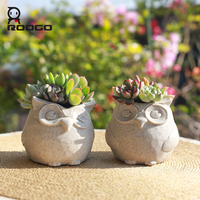 Pot de fleurs hibou en résine et ciment, style minimaliste, pour plantes succulentes, décoration de bureau et maison, cadeau original