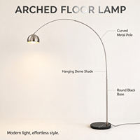 Lampadaire en métal à bras courbé réglable, intensité variable, LED E27, base en marbre naturel, pour salon et décoration d'hôtel