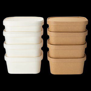 Bol en papier kraft rectangulaire ou carré avec couvercles en papier ou en PP - Product Image 6