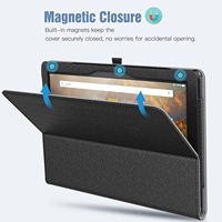 Fire HD 10 Fire HD 10 Plus Tablet için Moko Kılıf, Otomatik Uyandırma/Uyku Özellikli İnce Katlanabilir PU Deri Standlı Kılıf, Siyah