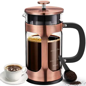Kingze 34 oz French Press Plunger Glass Copper Espresso Dripper Coffee Maker Pot Mug French Press Coffee