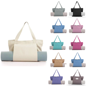 ヨガマットキャリアポケット付きのカスタムキャンバストートバッグには、エクササイズ、ピラティス、旅行、ビーチ、ジム用のすべてのショルダーバッグが含まれています - Product Image 1