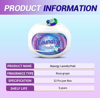 Airurgy 52 capsules par boîte, dosettes de lessive jetables pour vêtements, nettoyage en profondeur multi-usages, parfum longue durée, pour la maison et le dortoir