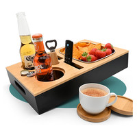 Plateau de rangement pour canapé en bambou écologique antidérapant, porte-gobelet pour canapé, pour comptoir