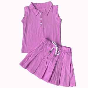 Ensemble 2 pièces T-shirt et jupe plissée en coton pour enfants, <span class=keywords><strong>tenue</strong></span> décontractée sans manches pour tout-petits, idéal pour la rentrée scolaire - Product Image 4