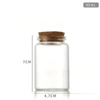 Flacon en verre borosilicate transparent de 90 ml (3 oz) avec bouchon en liège à sertir, pour réactifs ou thé aux fleurs