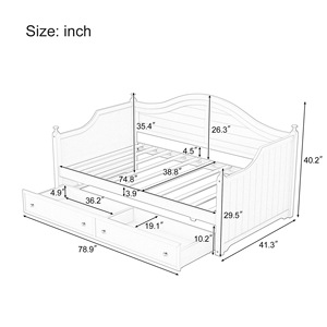 <b>Sofa</b> Bed With Storage Drawers Dark Gray <b>Wooden</b> <b>Frame</b> Bedroom Living Room Use - Product Image 2