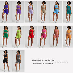 Conjuntos de <span class=keywords><strong>gimnasio</strong></span> Sujetador deportivo y pantalones cortos para mujer Ropa deportiva de yoga Dos piezas Conjuntos de entrenamiento de fitness para <span class=keywords><strong>gimnasio</strong></span> sin costuras <span class=keywords><strong>Gimnasio</strong></span> Conjuntos para mujer - Product Image 2