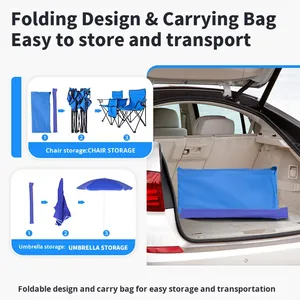 Silla Plegable Doble para Exteriores con Sombrilla y Bolsa de Hielo, Portátil, para Camping, Pesca y Gimnasio, Venta al Por Mayor Directo de Fábrica - Product Image 3
