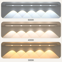 Bande lumineuse LED ultra-mince à détecteur de mouvement, lampe murale à coller, USB, nuit, PIR, tricolore, 10 cm/20 cm/30 cm/50 cm, éclairage sous les armoires