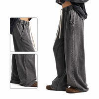 Pantalon de survêtement en coton pour homme, coupe ample et large, style rétro, avec cordon de serrage, délavage effet neige, taille haute, streetwear, personnalisable en gros