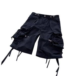 กางเกงขาสั้นลำลองไนลอนขายส่ง เอวกลาง สีซีดสไตล์วินเทจ ทรงหลวม มีกระเป๋าหลายช่อง เชือกผูกเอว แบบชุดทำงาน/ทหาร - Product Image 3