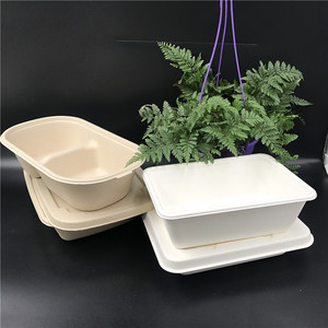 2025 phong cách mới 1000ml dùng một lần phân hủy sinh học mía lấy đi thịt khay bã mía takeout giấy Khay ăn trưa cho thực phẩm - Product Image 3