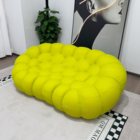 Canapé modulaire gonflable de forme ronde, design unique, avec base en tissu, pour villa