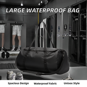 Bolsa de Gimnasio Plegable Ligera, Bolsa Deportiva de Viaje de Poliéster con Bolsillo Interior, Logotipo Personalizado, Negra - Product Image 2