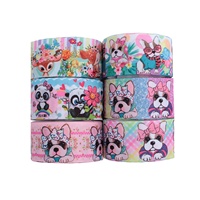 Midi de fábrica barato personalizado de transferencia de calor de carácter pata de perro Animal estampado Grosgrain cinta para pelo
