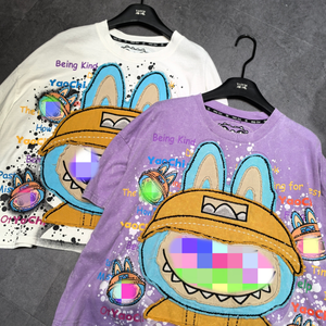 Alta calidad Bling Rhinestones 100 algodón Oversize mujeres camisetas - Product Image 4