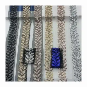 diy garment accessories sewing textile lace fabric mesh embroidery beaded costume dress decorative creative leaf sequined lace